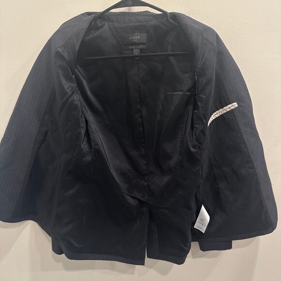 J.Crew 1035 Super 120’s Wool Pinstripe Blazer Charcoal Gray Old Money Preppy 00 - Picture 3 of 12